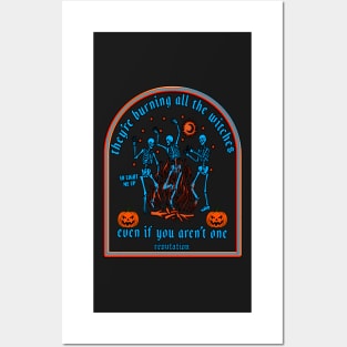 Copy of They're Burning All The Witches Halloween Skeleton Dancing Posters and Art